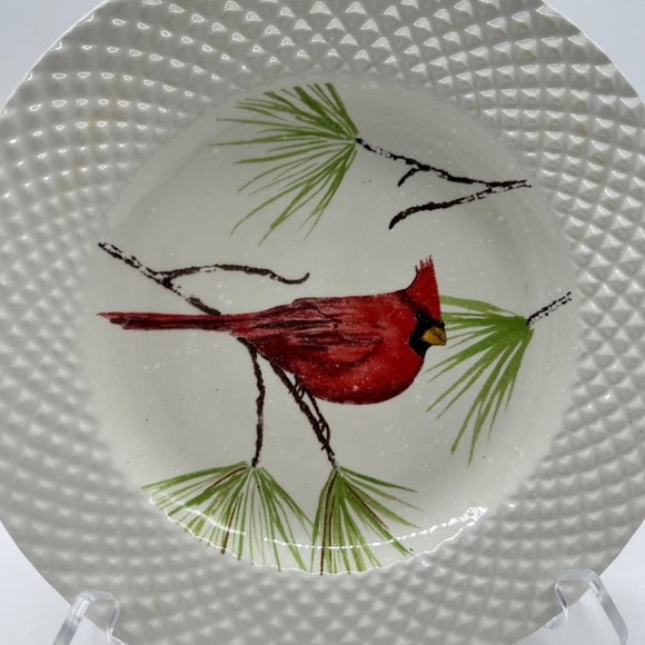 Park Designs Cardinal Salad Dessert Plate 8 3/8" Carindal on Pine Tree Branch - Picture 2 of 5